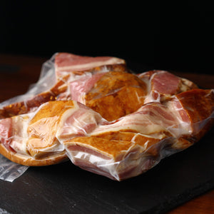 1kg cut off Dry Cured Smoked Bacon Block (Sakura Chip smoked)