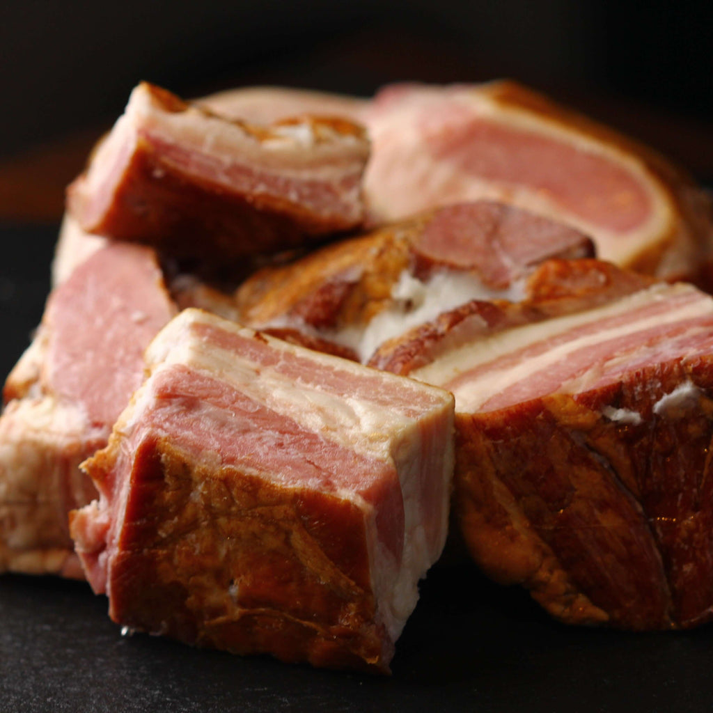 乾塩式 ベーコン 切り落とし 国産豚 バラ肉 使用 1Kg 桜チップスモークベーコン スモーク ベーコン　お中元 お歳暮 内祝ギフトに | Dry Cured Smoked Bacon cut-offs 1kg
