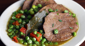 Beef Tongue with green peas | Lelan'omby sy Petits-pois