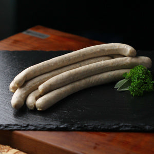 alt tag: 細長いドイツ・オーストリアソーセージ　8本入り（合計400G）　ブラートヴルスト　Bratwurst Very long and thin Farmer Pork Sausages 8pcs x 50g = 400g